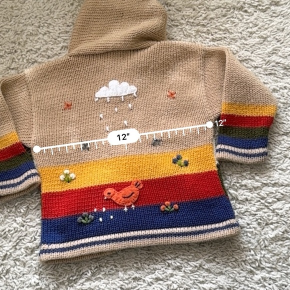 Handmade Children’s Peru Meych Peruvian Wool Sweater Jacket Size 2 Unisex - Picture 6 of 6